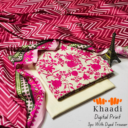 Digital Printed Lawn 3PC – Eid Special with Dupatta & Dyed Trouser
