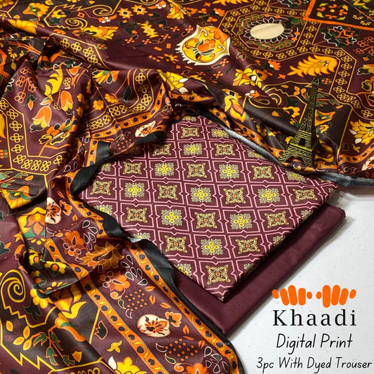 Digital Printed Lawn 3PC – Eid Special with Dupatta & Dyed Trouser