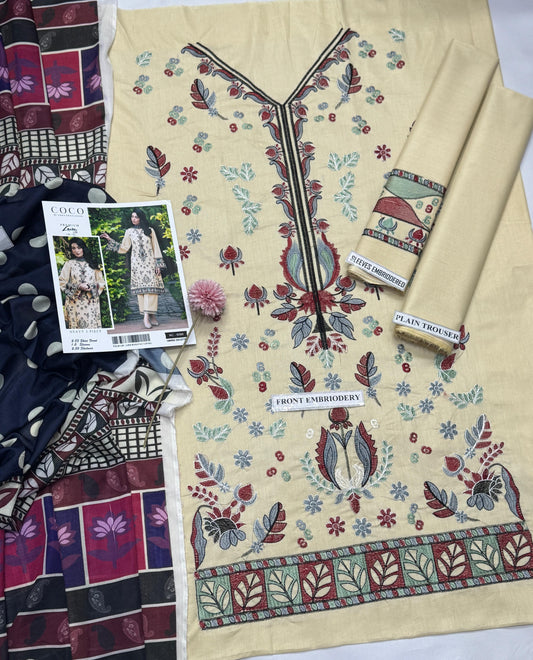 Premium 3PC Lawn Suit – Hit Code 6095