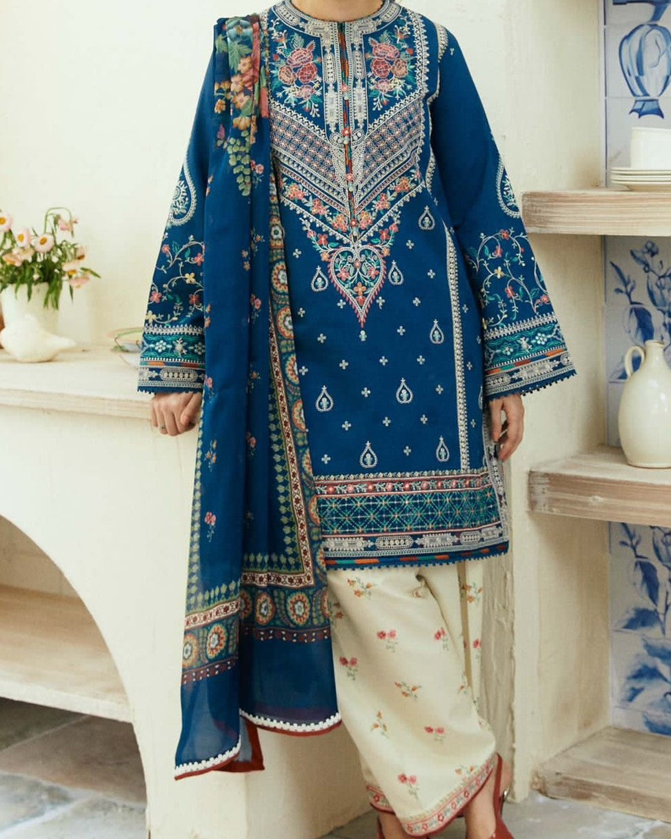Premium Self Swiss Jacquard Lawn 3PC Suit – Digital Printed