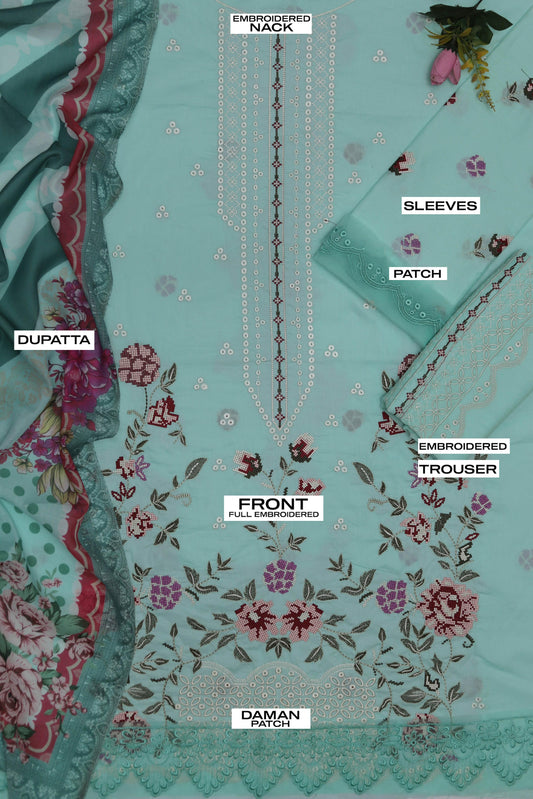 Luxury 3PC Embroidered Lawn Suit – Premium Summer 2025 Drop
