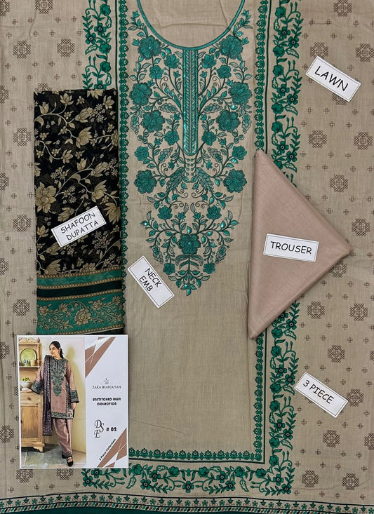 Elegant Embroidered Lawn Suit – Summer Edition 2025