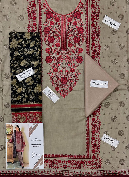 Elegant Embroidered Lawn Suit – Summer Edition 2025