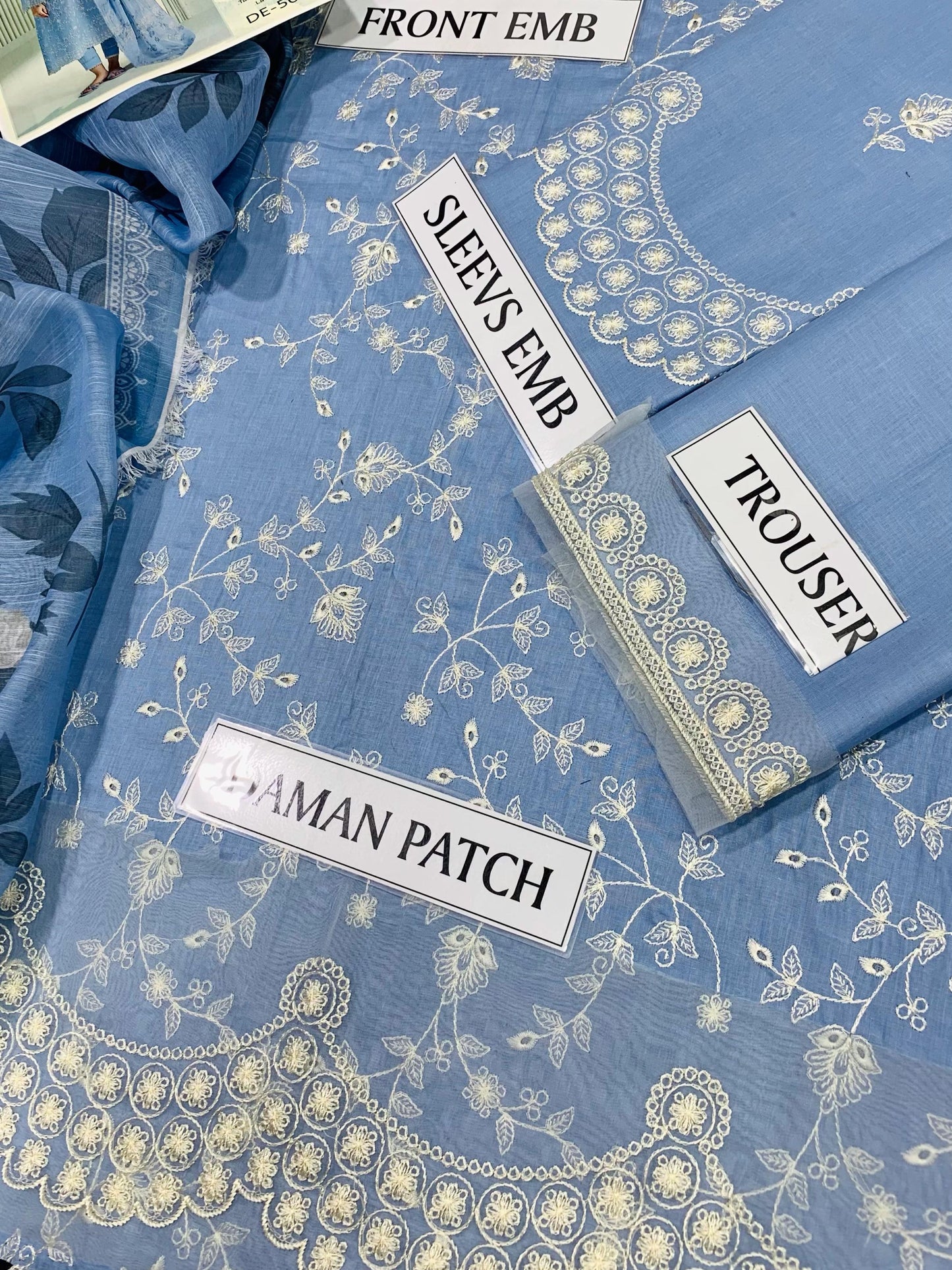 Premium 3PC Embroidered Air-Jet Lawn Suit – 90/70 Quality
