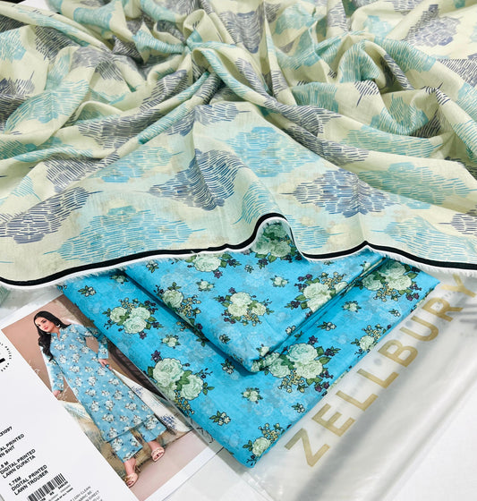3PC Premium Printed Lawn Suit – Summer 2025 Collection