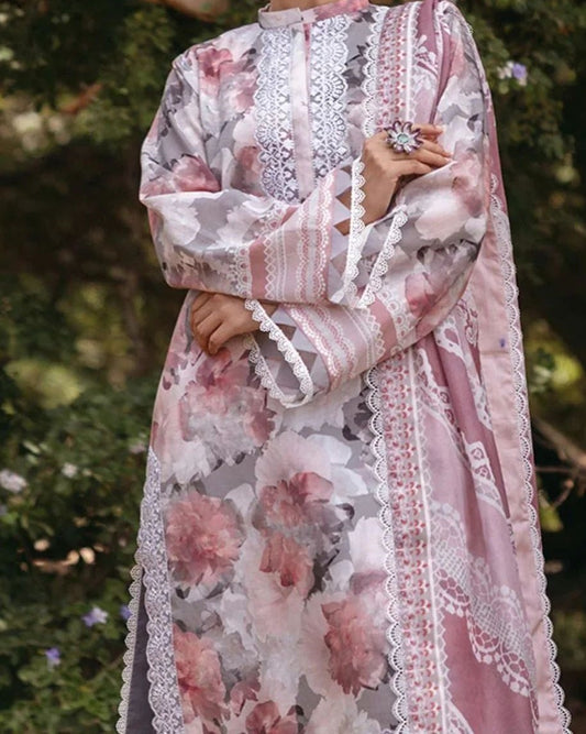 3PC Embroidered Lawn Suit with Lawn Dupatta