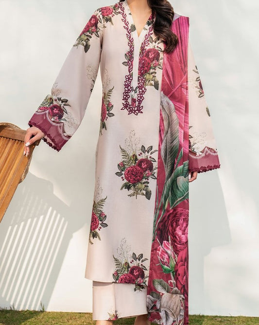 3PC Zari Lawn Suit – Summer Eid Collection 2025
