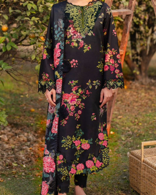 3PC Zari Lawn Suit – Summer Eid Collection 2025