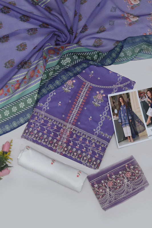 Luxury 3PC Embroidered Lawn Suit – Premium Summer 2025 Drop
