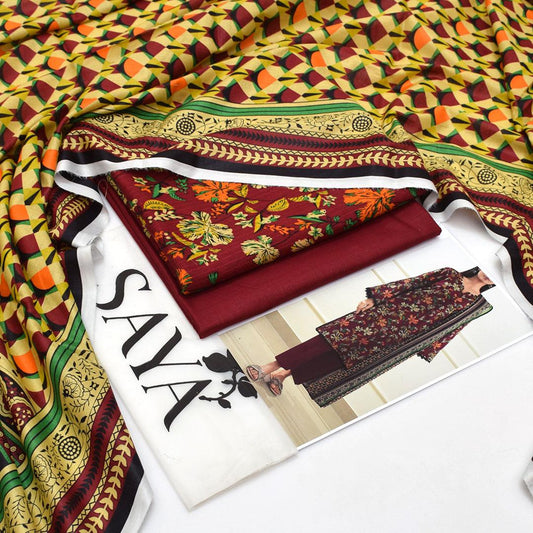 Premium 3PC Digital Lawn Suit – 2025 Summer Collection