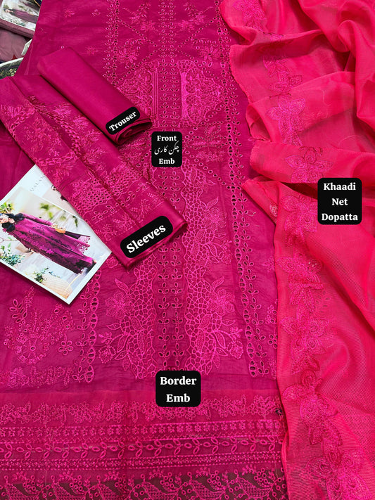 Premium Lawn 3-Piece Embroidered Suit – Summer Collection 2025