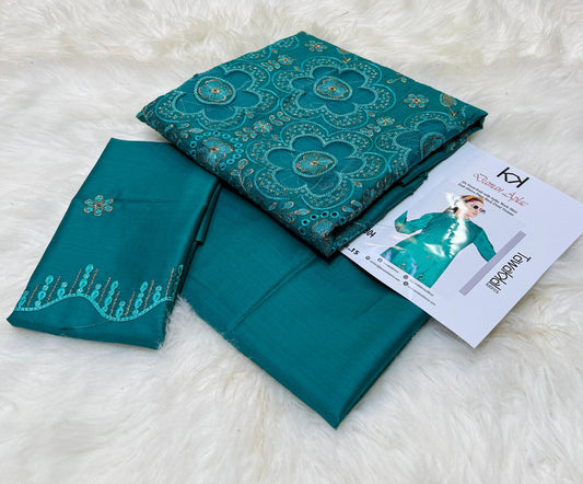 2-Piece Embroidered Lawn Suit with Fancy Boring Daman – 2025 Collection