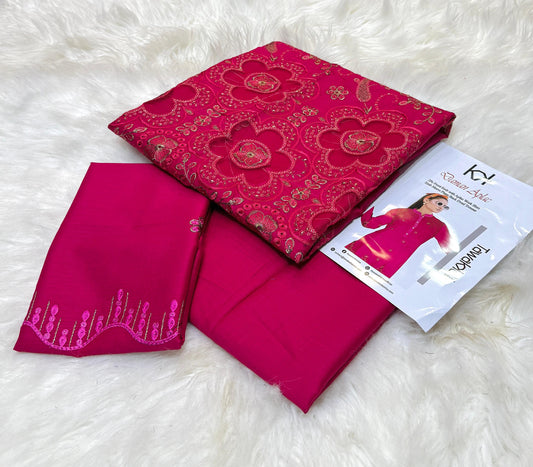 2-Piece Embroidered Lawn Suit with Fancy Boring Daman – 2025 Collection