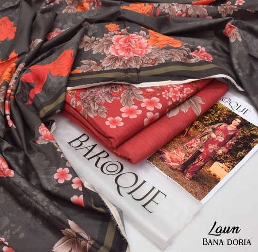 Premium Digital Printed Lawn Suit – 3PC Unstitched Set