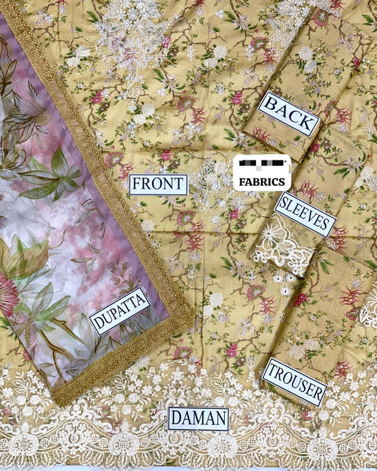 Elegant Embroidered Lawn Suit with Chiffon Dupatta