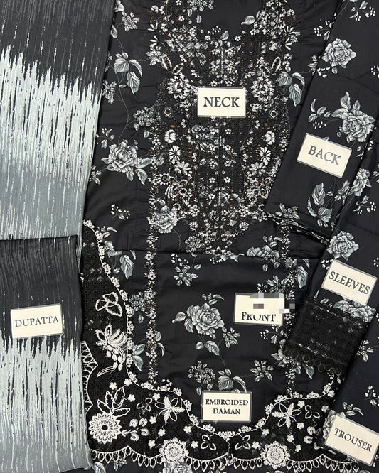 Digital Printed Lawn Suit with Heavy Embroidery & Chiffon Dupatta