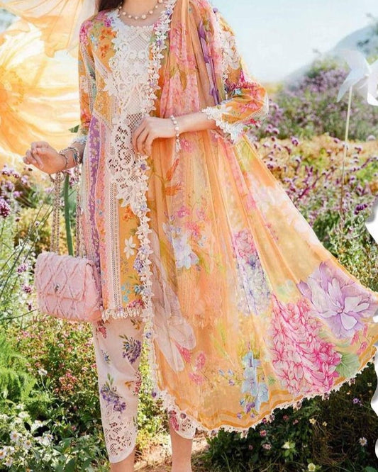 Elegant Digital Printed Lawn Suit with Heavy Embroidery