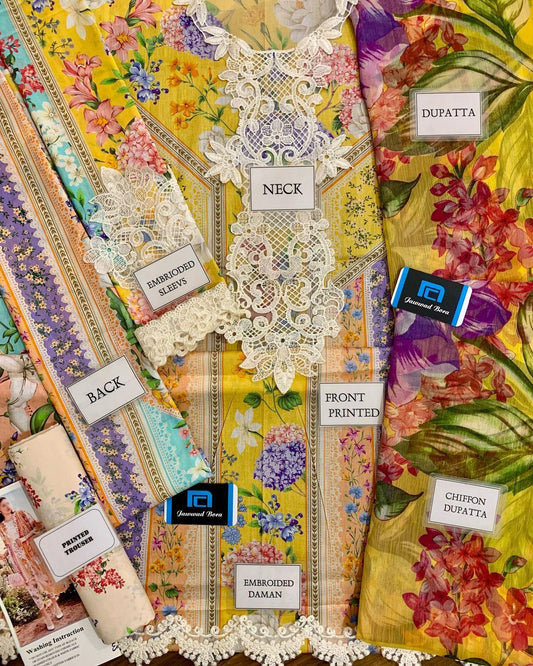 Elegant Digital Printed Lawn Suit with Heavy Embroidery
