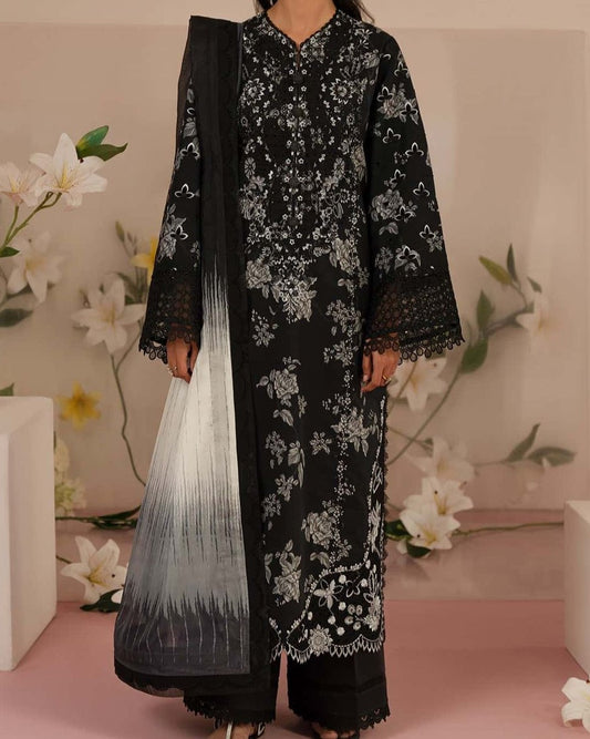 Digital Printed Lawn Suit with Heavy Embroidery & Chiffon Dupatta