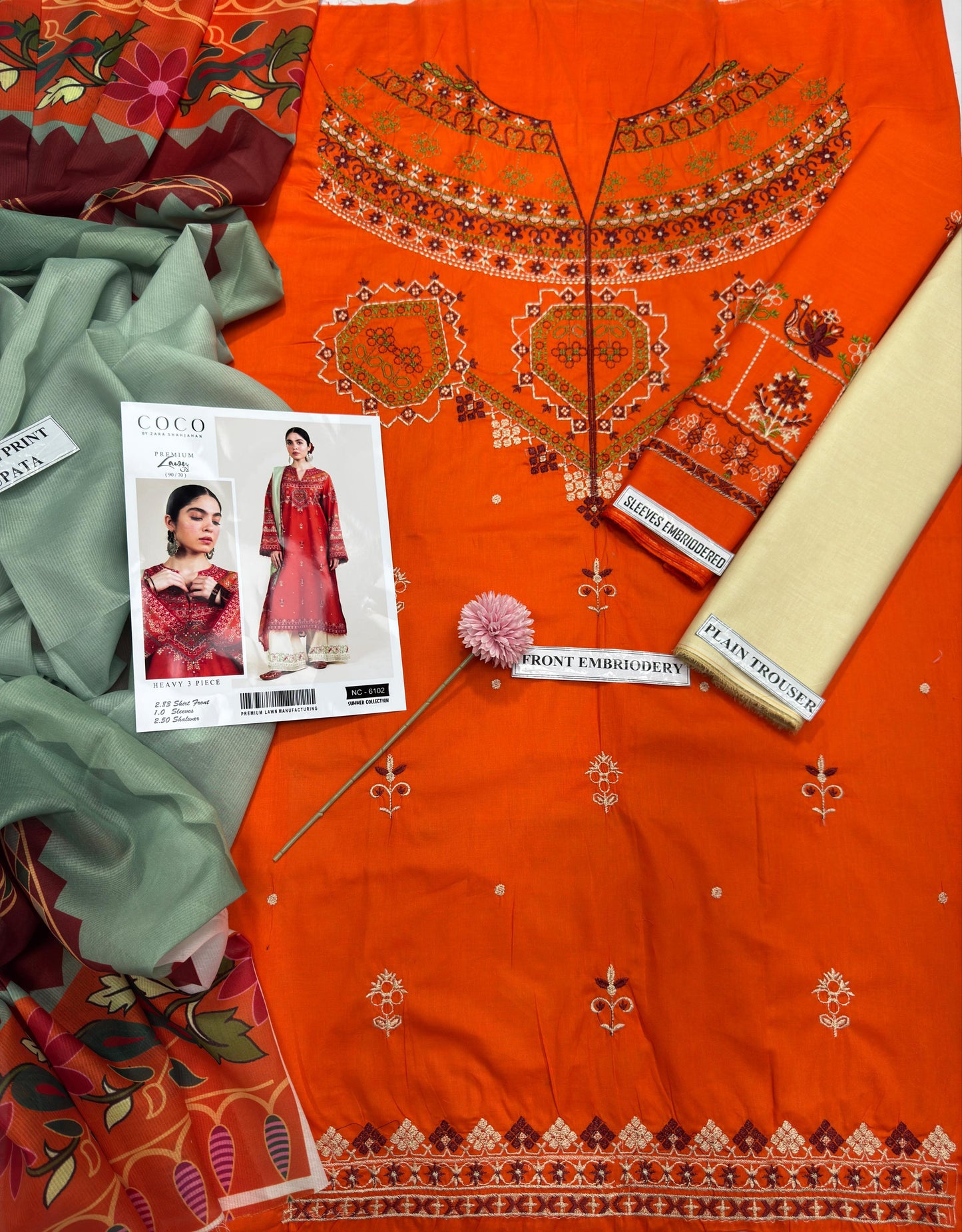 Embroidered Lawn Suit with Digital Dupatta – Hit Code 6102