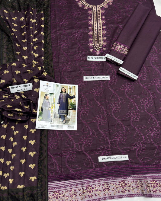 Premium Embroidered Lawn Suit – Code 8054