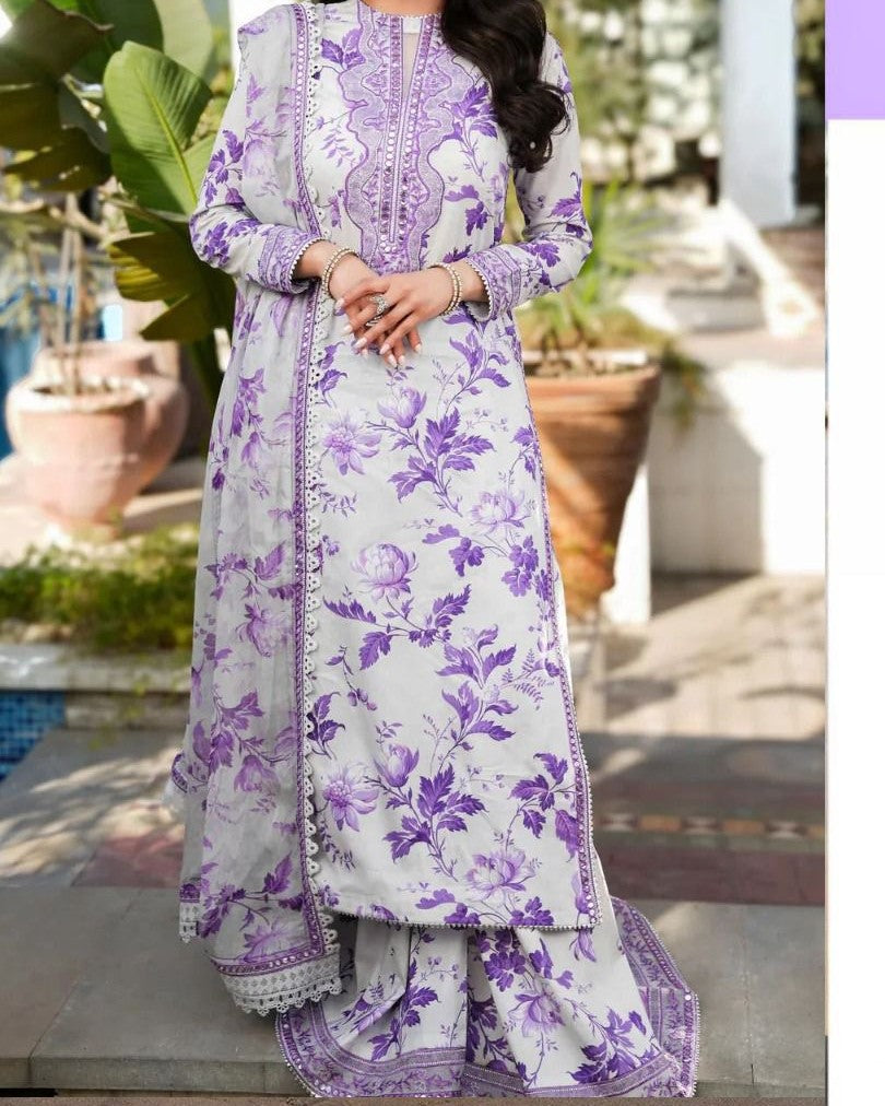 Premium Embroidered Lawn – 3 Piece Set