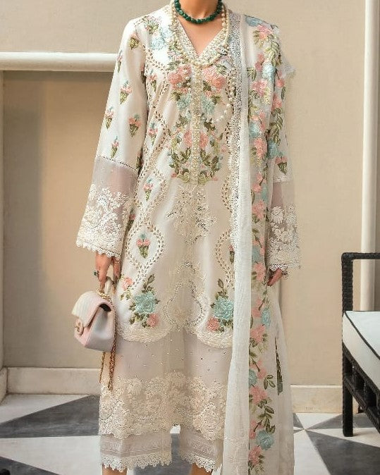 Elegant Chikan Kari Premium Lawn – 3 Piece embroidery Collection