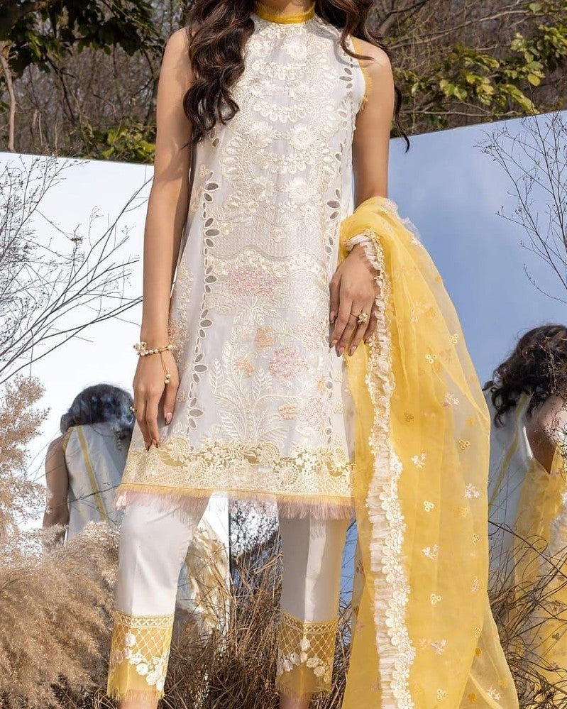 Luxury Laser Cut Lawn – Unstitched 3 Piece Ensemble