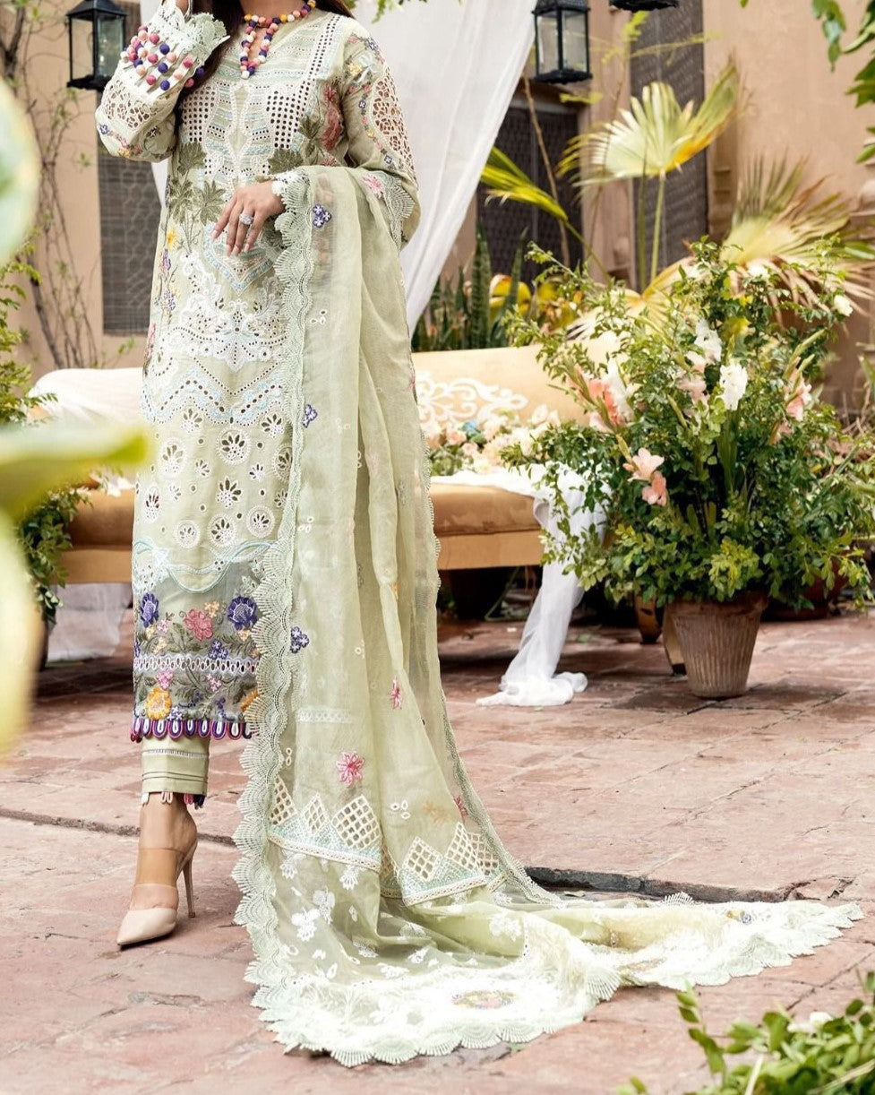 Luxury Chikankari Embroidered Lawn Cotton (Unstitched 3-Piece)