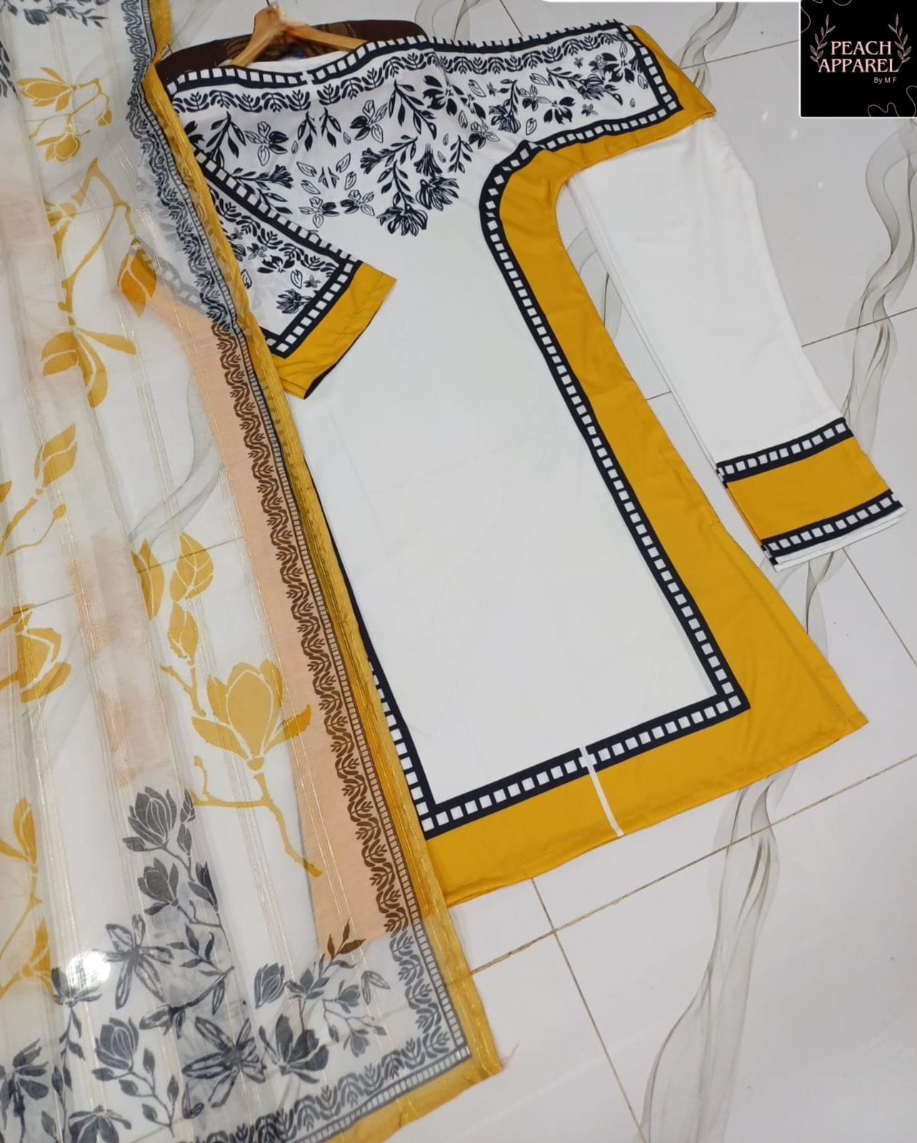 Butterfly Kaftan 3PC Set Stitched