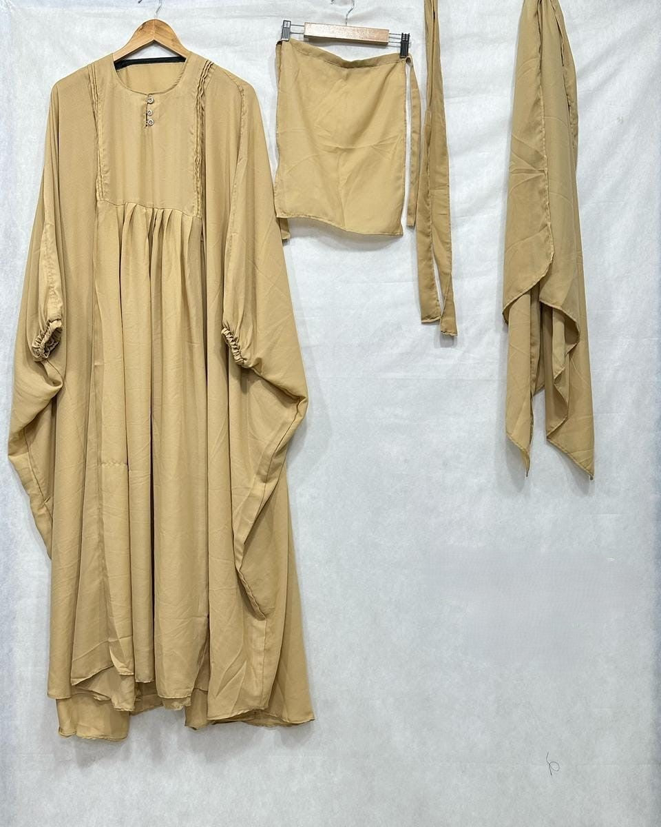 Elegant 4-Piece Dual Georgette Caftan Ensemble Abaya