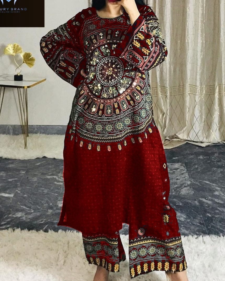Premium Swiss Lawn – Digital Printed 2PC Set Stitched