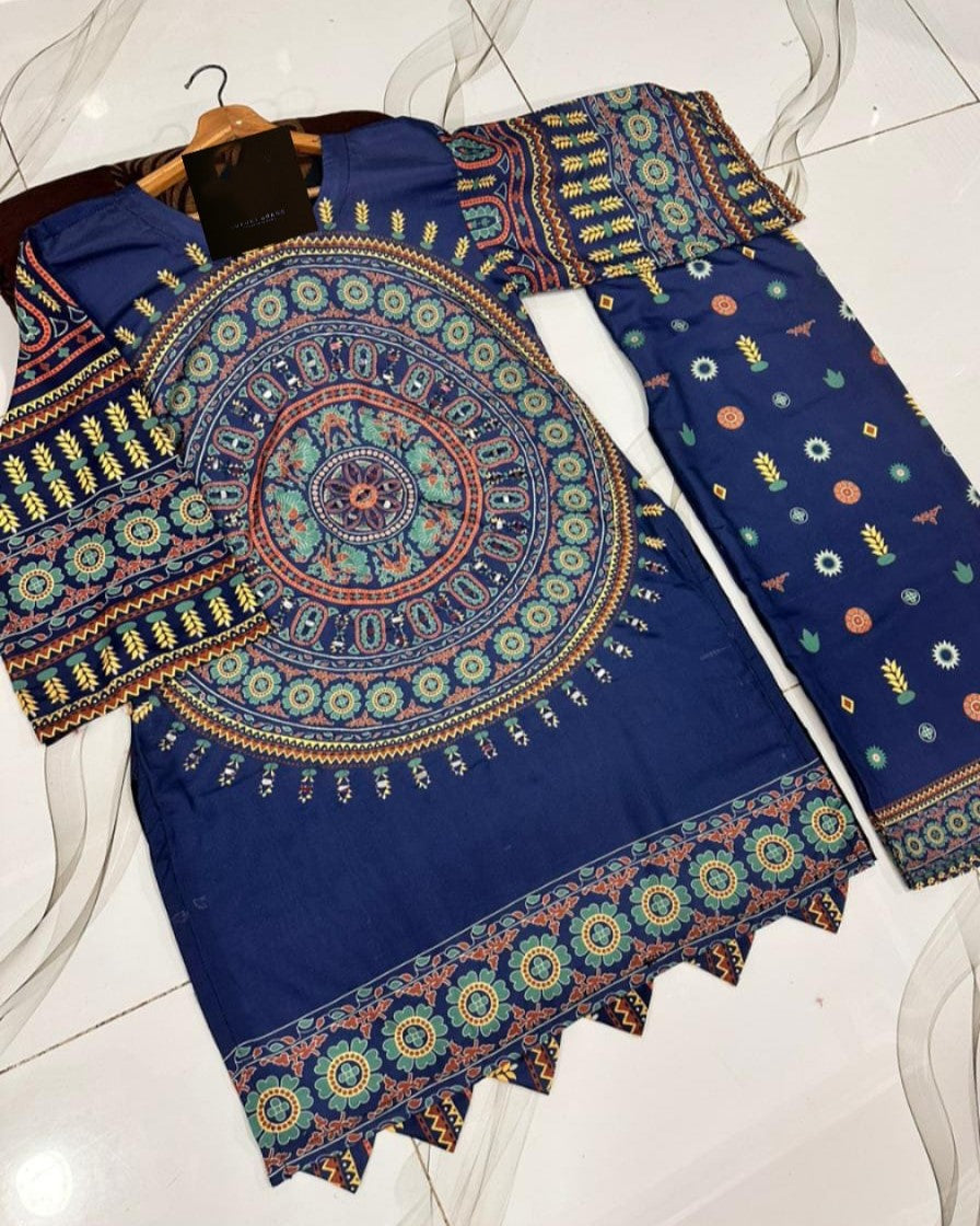 Premium Swiss Lawn – Digital Printed 2PC Set Stitched