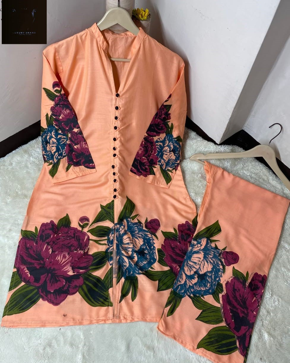 Summer Linen Chic – Block Print Coord Set 2PC Stitched