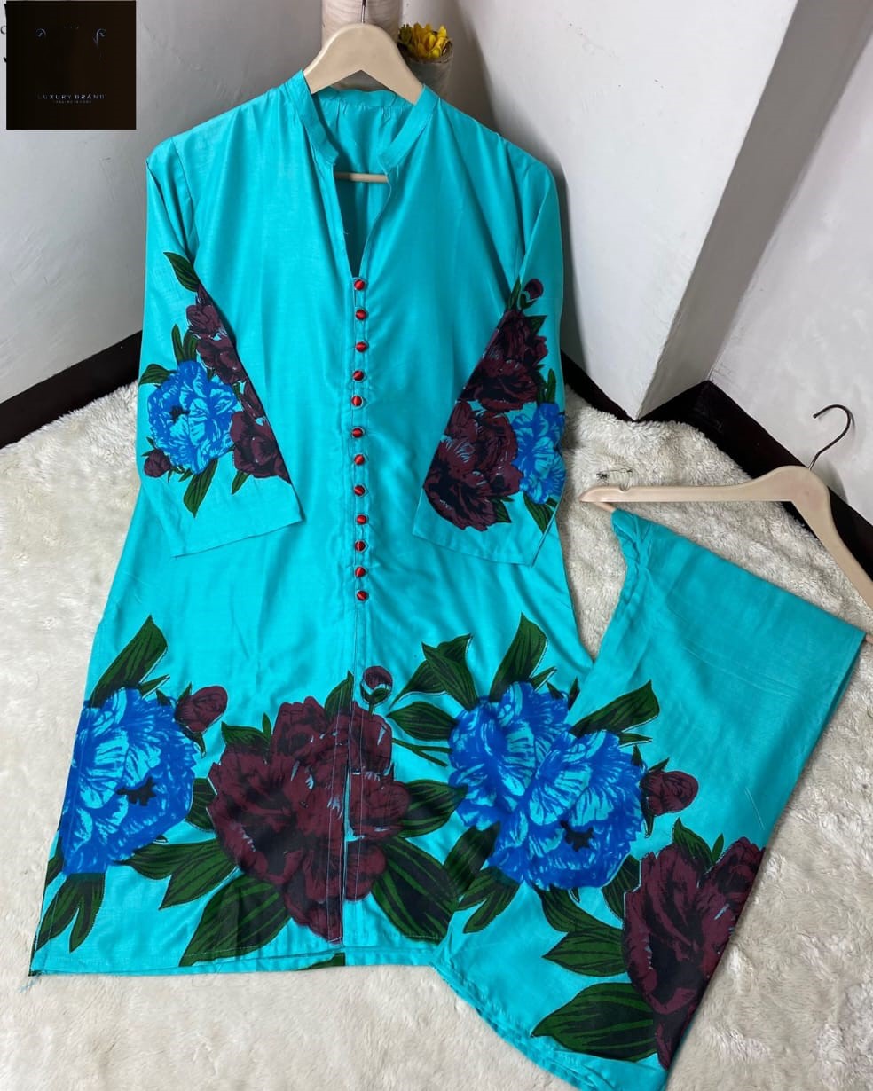 Summer Linen Chic – Block Print Coord Set 2PC Stitched