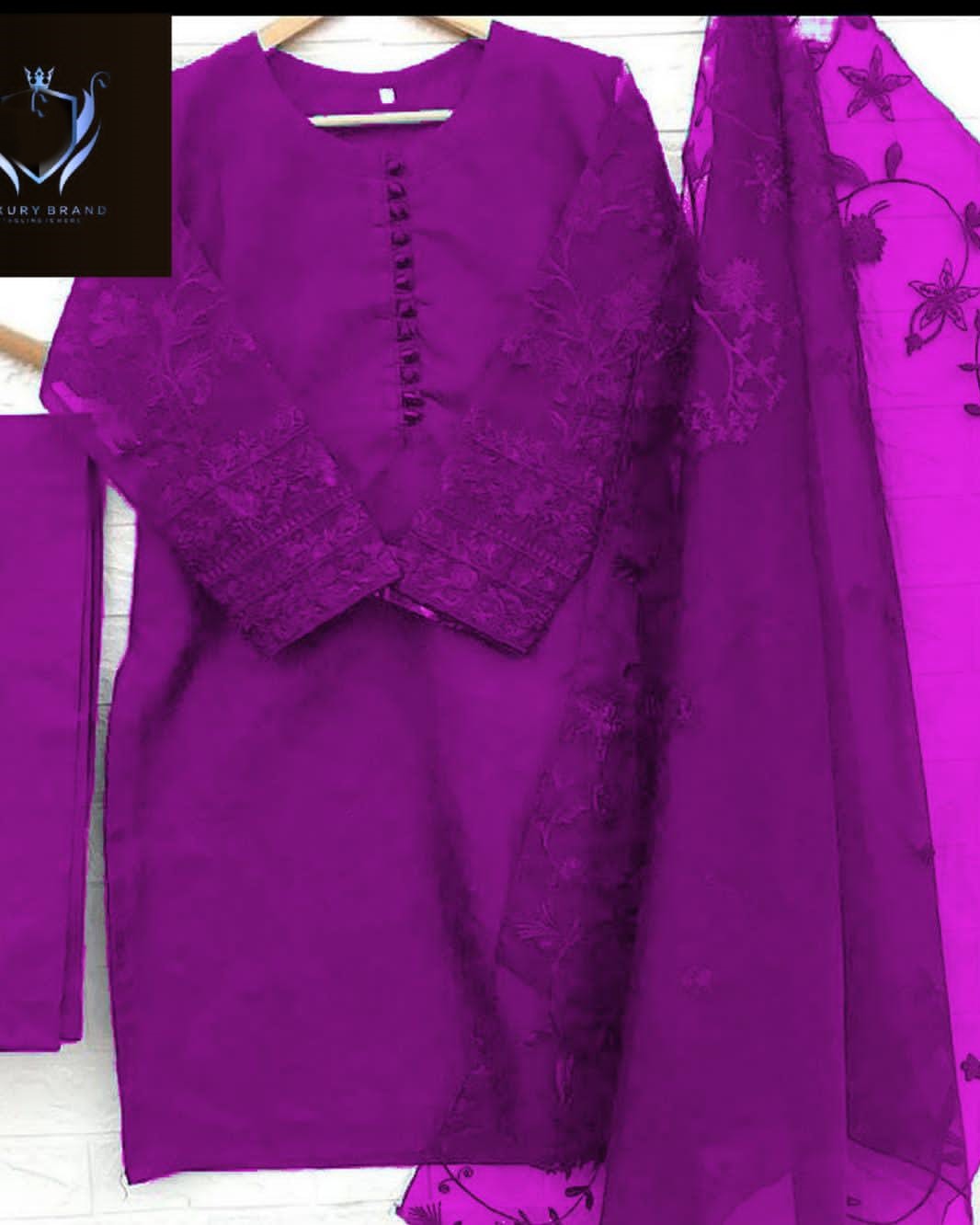 Restocked in Stunning New Colors – 3PC Embroidered Organza Set Stitched