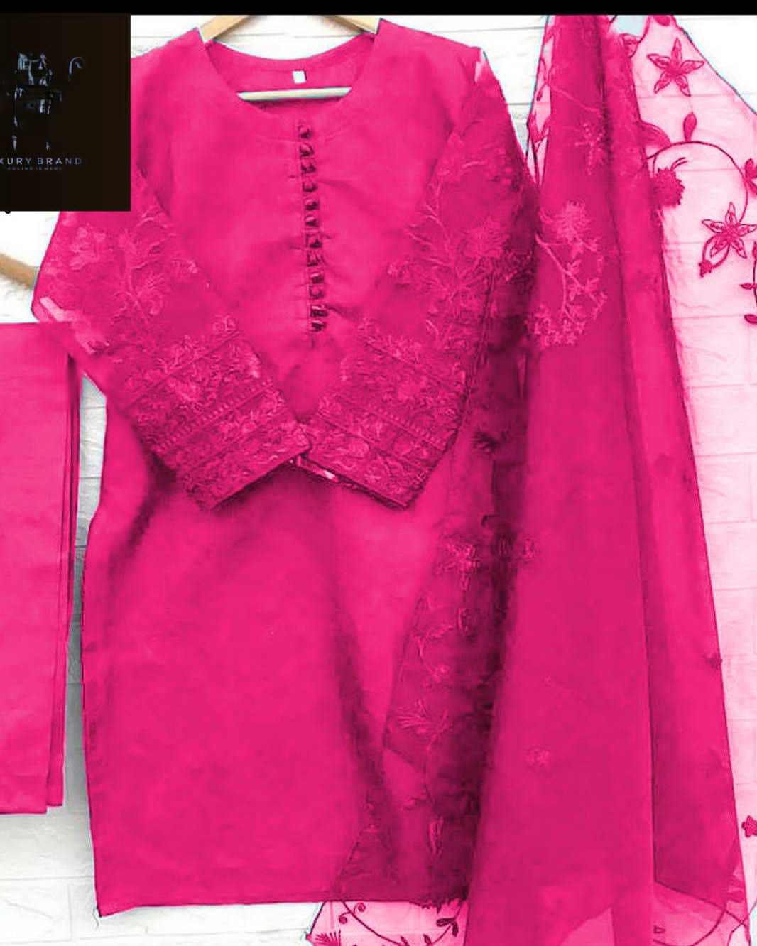 Restocked in Stunning New Colors – 3PC Embroidered Organza Set Stitched