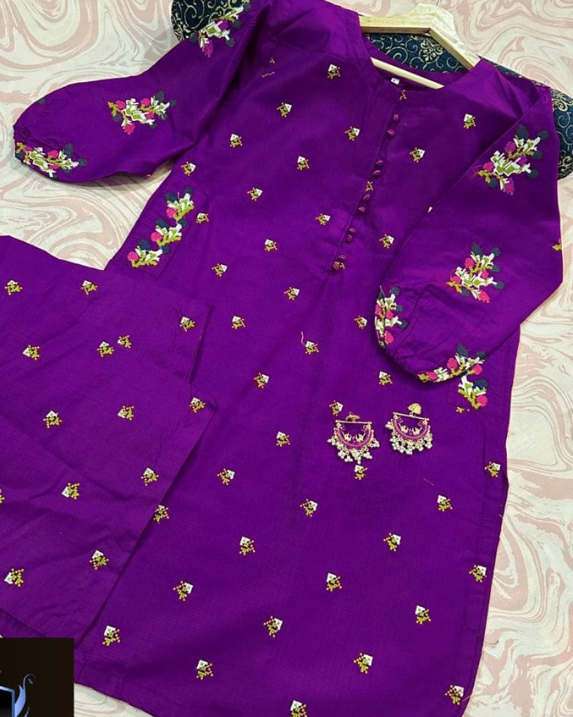 Soft Elegance – 2PC Embroidered Linen Set Stitched
