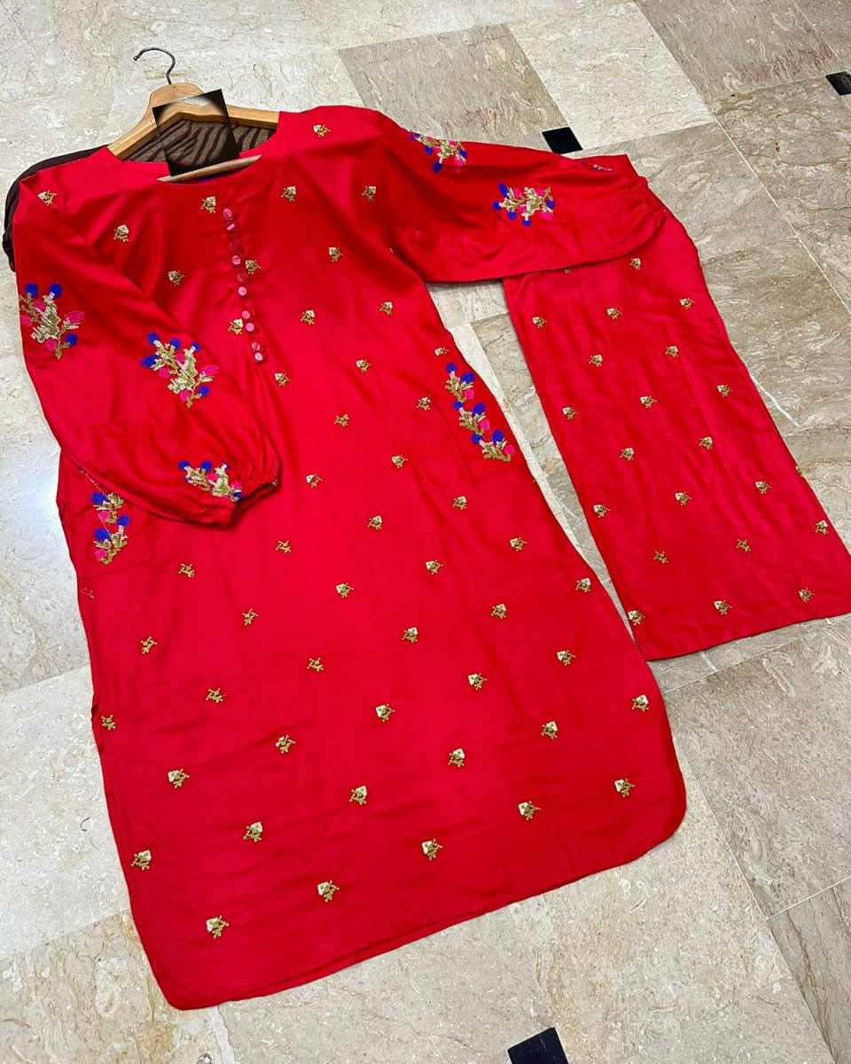 Soft Elegance – 2PC Embroidered Linen Set Stitched