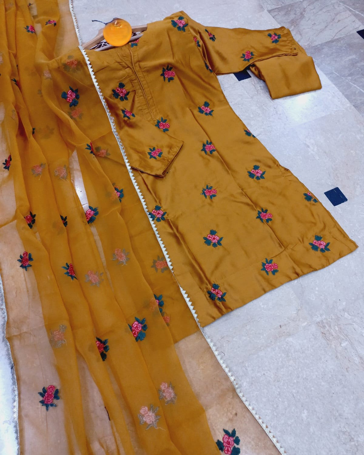 Rose Embroidered 3PC Suit Stitched