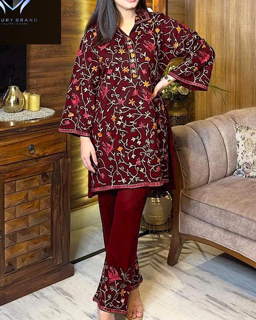 Classy & Chic – Stitched 2PC Heavy Embroidered Silk Set