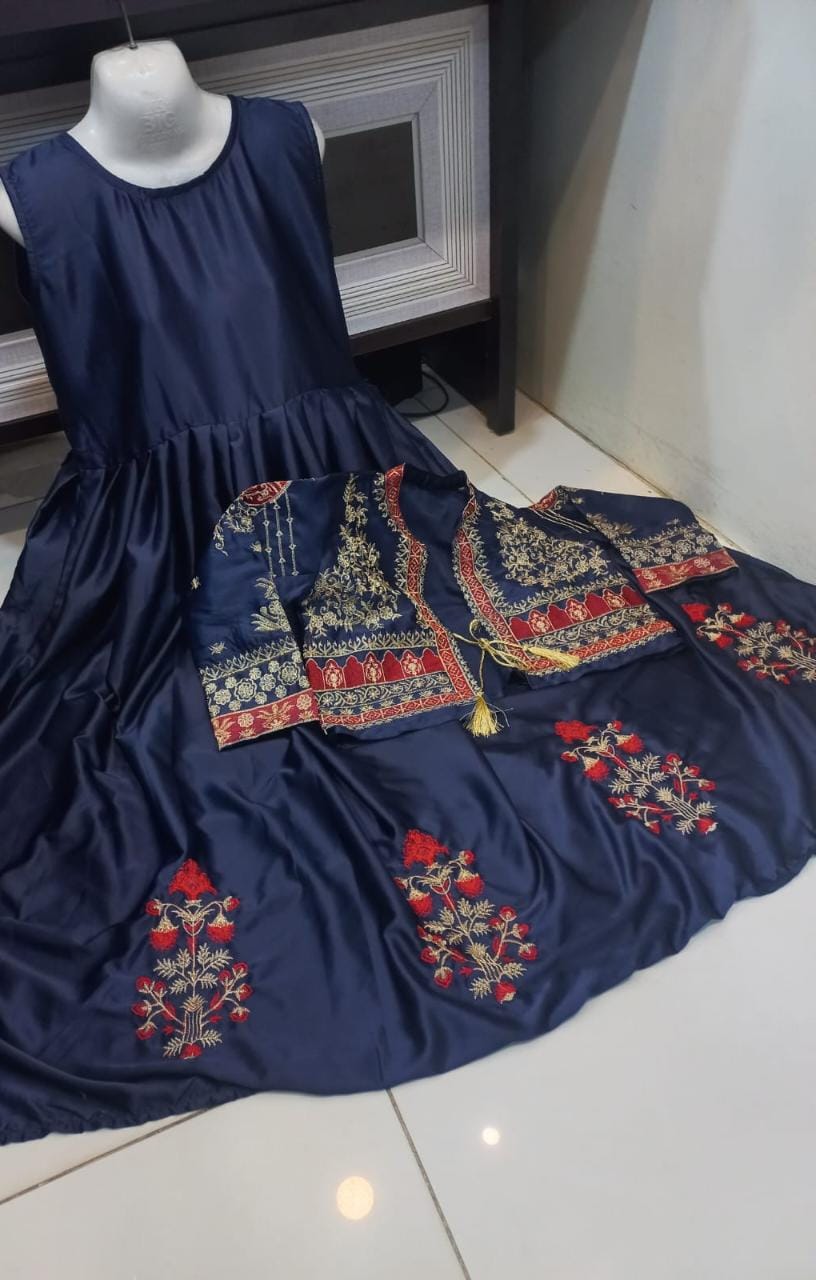 Embroidered Bunch Maxi & Separate Koti 2PC Set Stitched