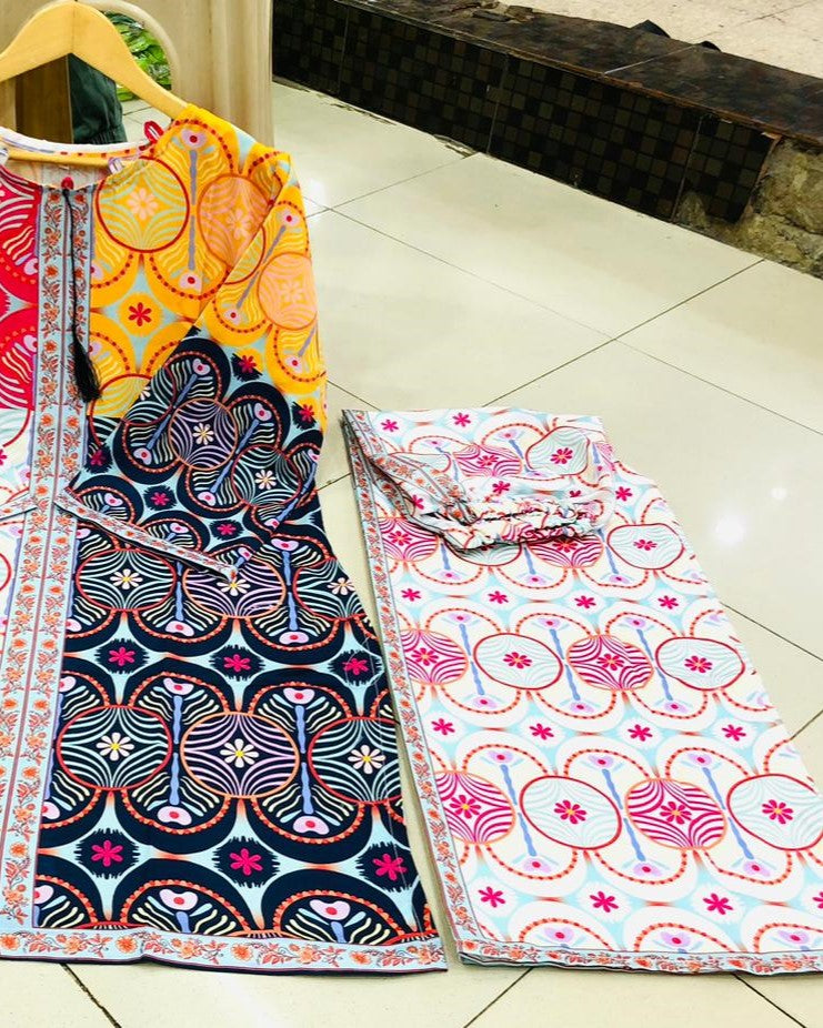 New Arrival – Vibrant 2PC Digital Print Suit Stitched