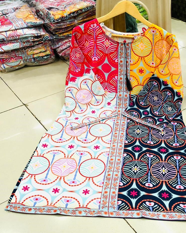 New Arrival – Vibrant 2PC Digital Print Suit Stitched