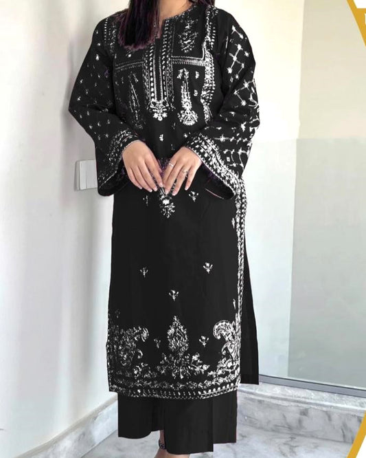 Elegance in Every Stitch 2PC – Summer Lawn Collection 2025