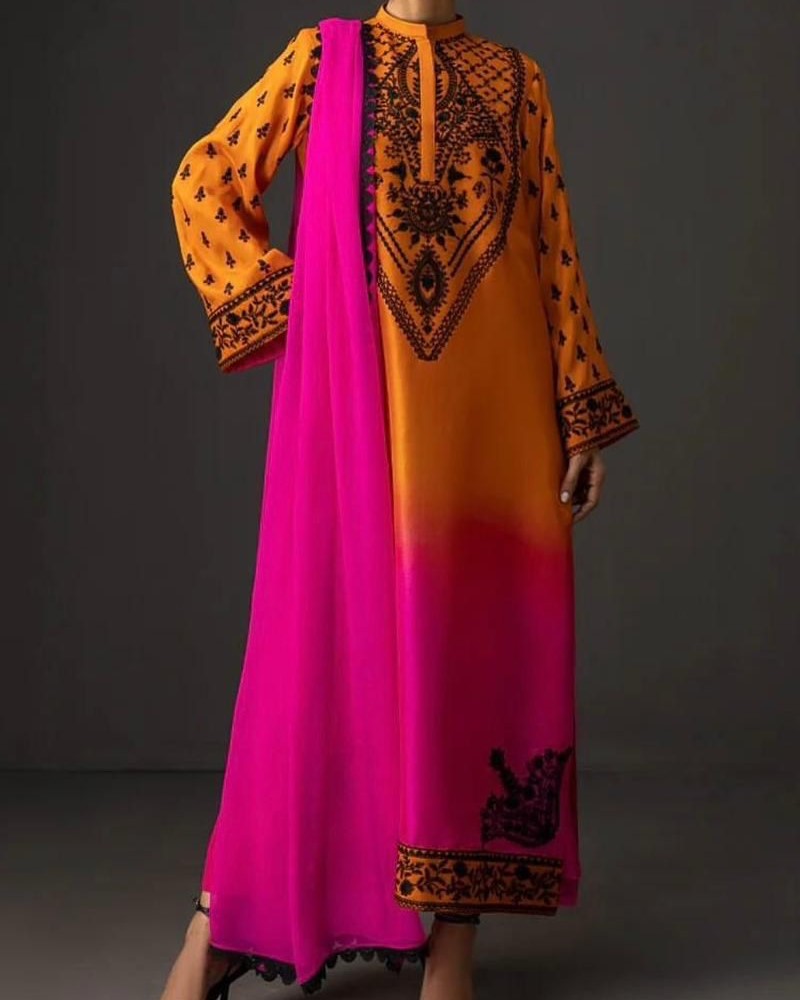 NEW ARRIVAL Shamooz Silk – Tie & Dye Digital Printed 3PC