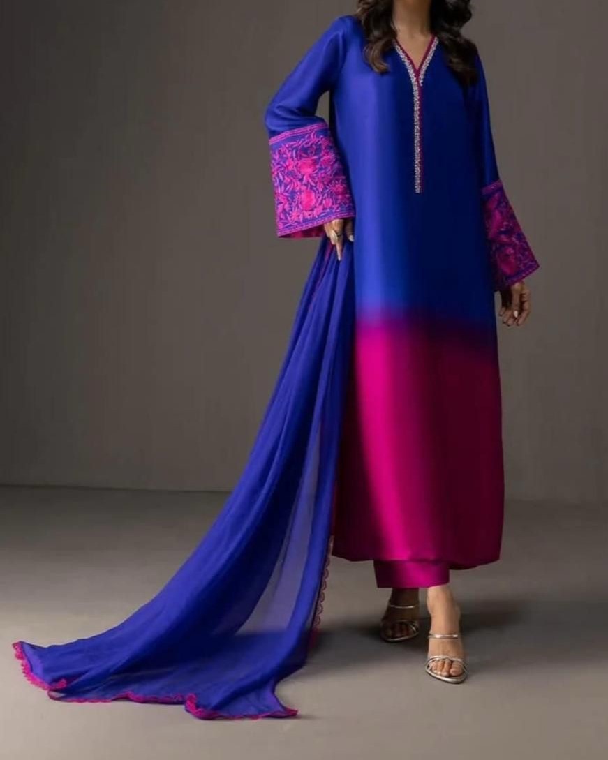 NEW ARRIVAL Shamooz Silk – Tie & Dye Digital Printed 3PC