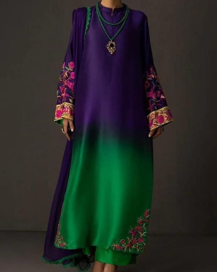 NEW ARRIVAL Shamooz Silk – Tie & Dye Digital Printed 3PC