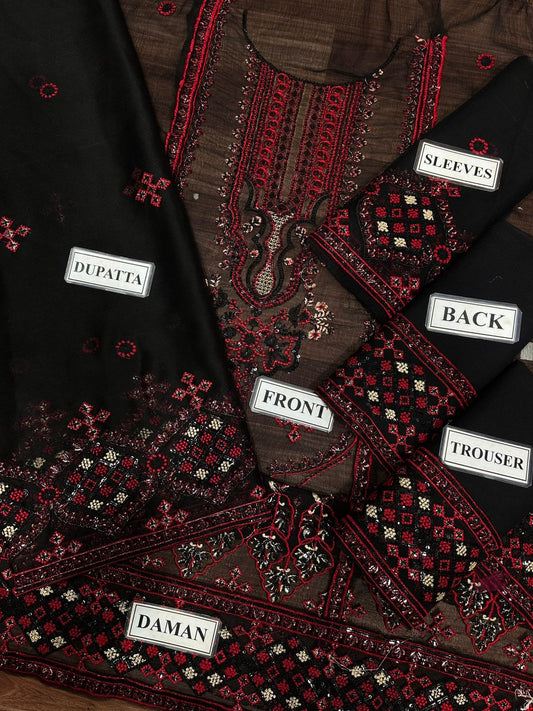 Luxury Unstitched 3PC Embroidered Set