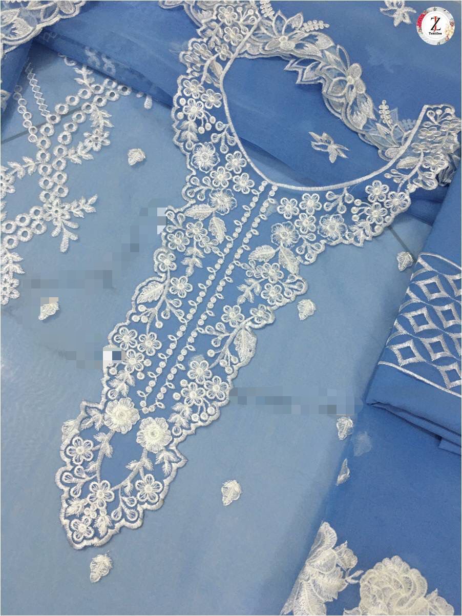 Azurr Organza 3PC Unstitched – Pure Elegance